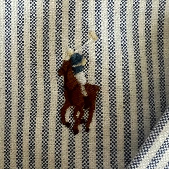 Ralph Lauren Men's 2XLT Long Sleeve Button Down Blue and White Striped Shirt - Picture 5 of 6
